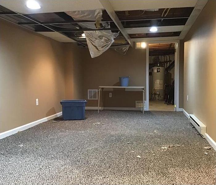 flooded basement with water damage