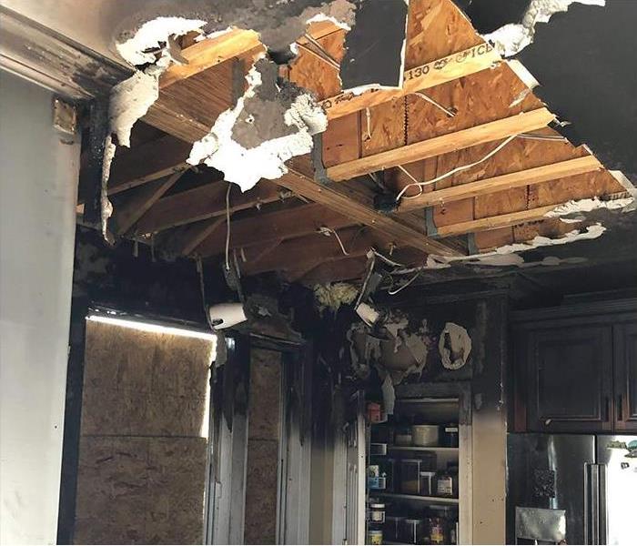 fire damage to interior of private home