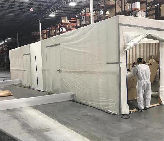 containment structure onsite during mold remediation